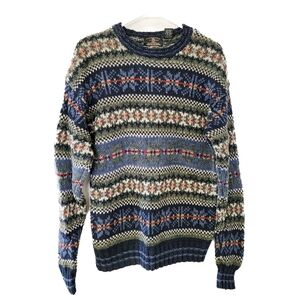 American Eagle Vintage y2k Fair Isle Cotton Ramie Sweater Blue Size Medium